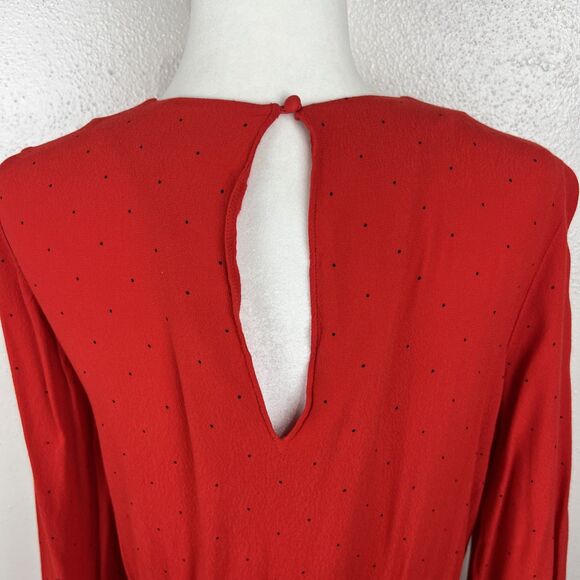 & Other Stories Paris Atelier Dress Women 8 Red Polka Dot Long Sleeve Casual - Picture 11 of 13